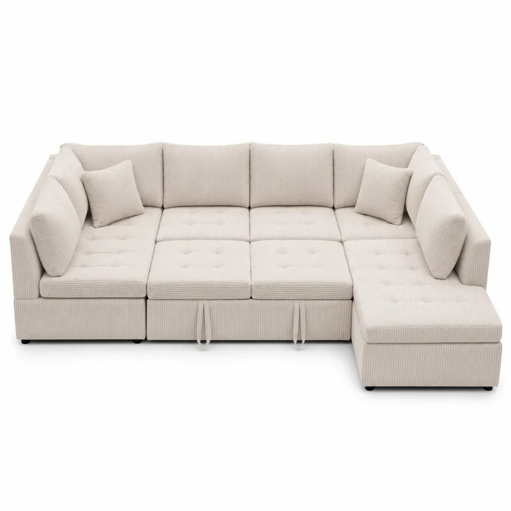 Narożnik modułowy z sztruksu Beżowy 300x200 cm