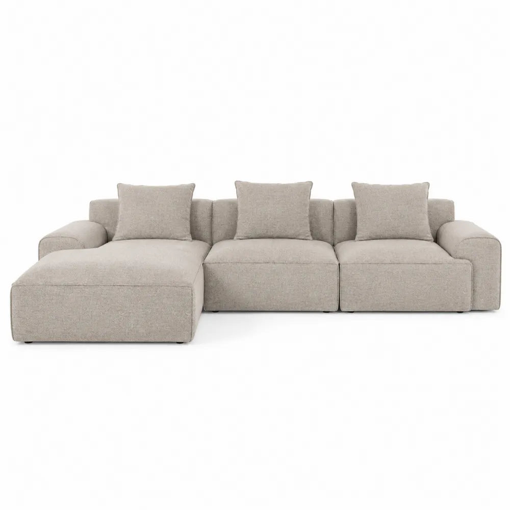 Sofa modułowa narożna tkanina beżowa