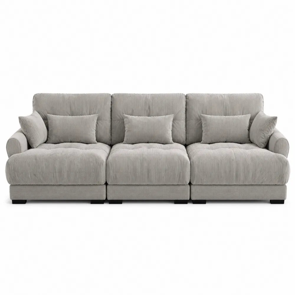 Modułowa sofa 3-osobowa z szarego sztruksu