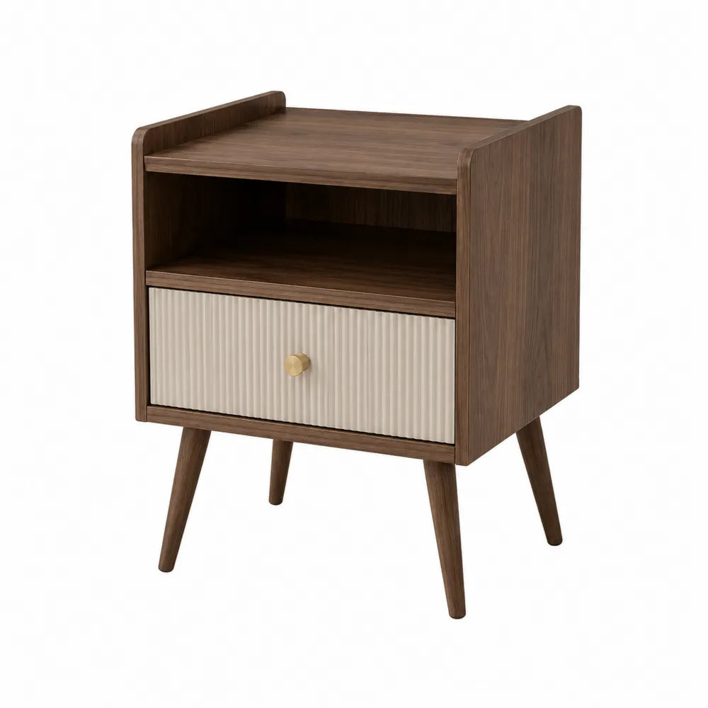 Stolik nocny drewno orzechowe-MDF 1 szuflada 60x40x35 cm