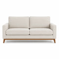Sofa dwuosobowa z tkaniny lnianej na drewnianych nogach 200 cm