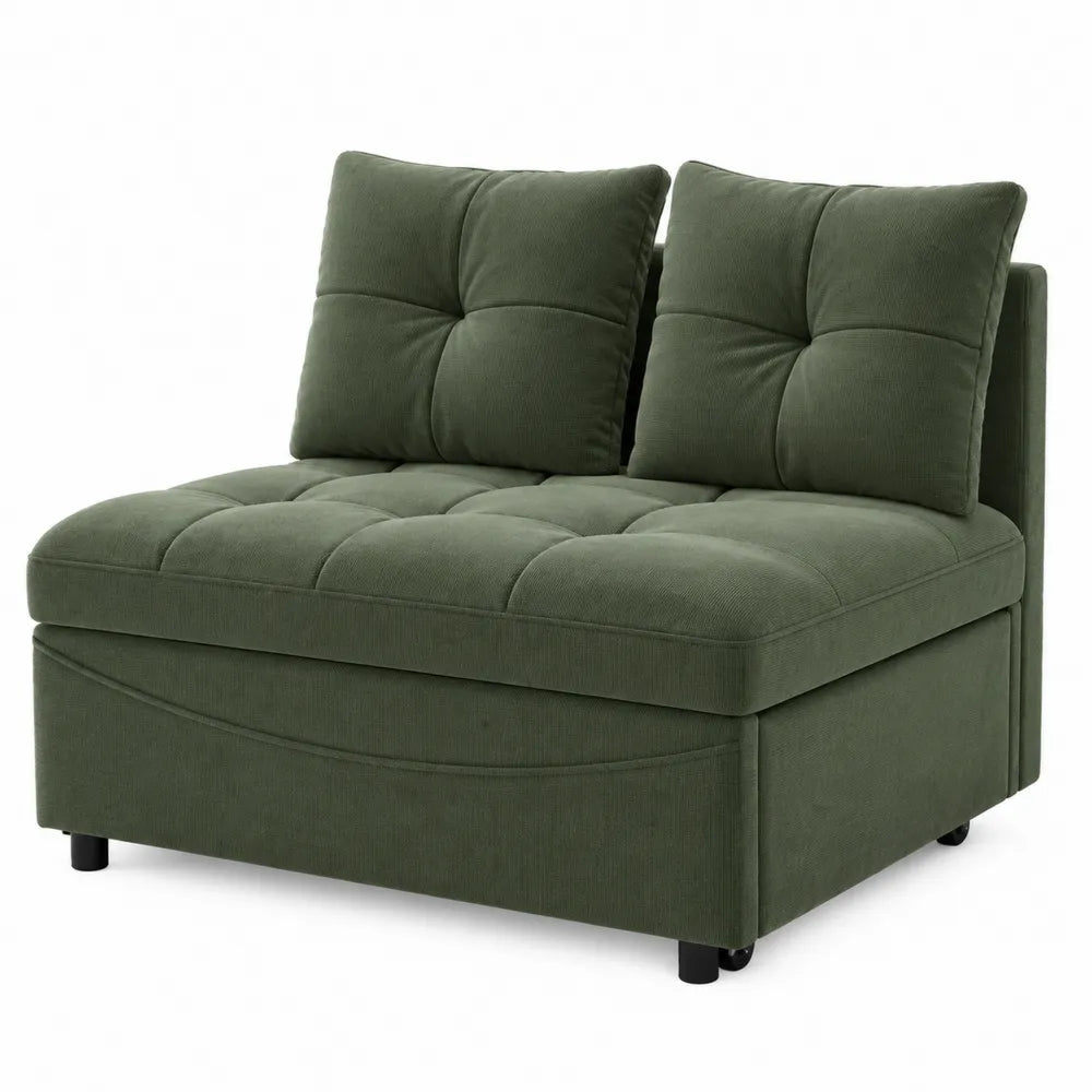 Modułowa sofa z zielonej tkaniny sztruksowej