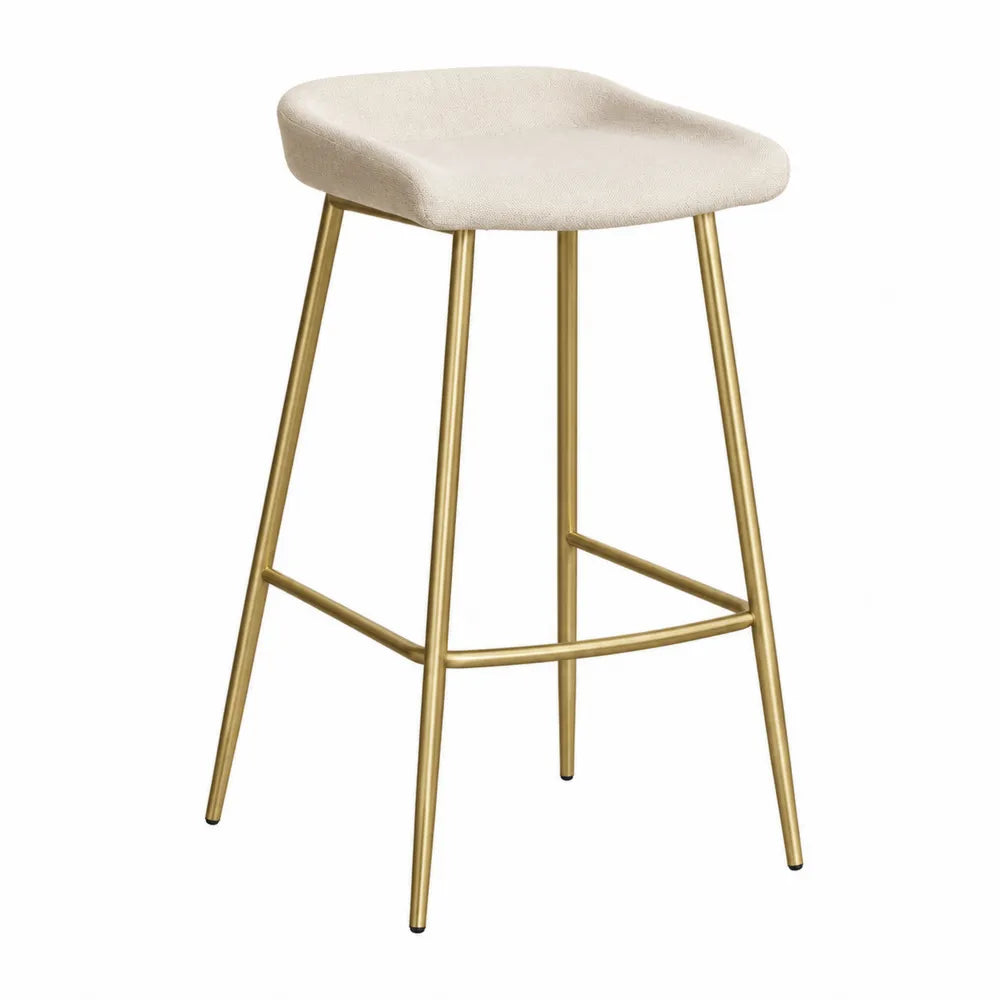 Stołek barowy tkanina stalowy 75 cm Beżowy