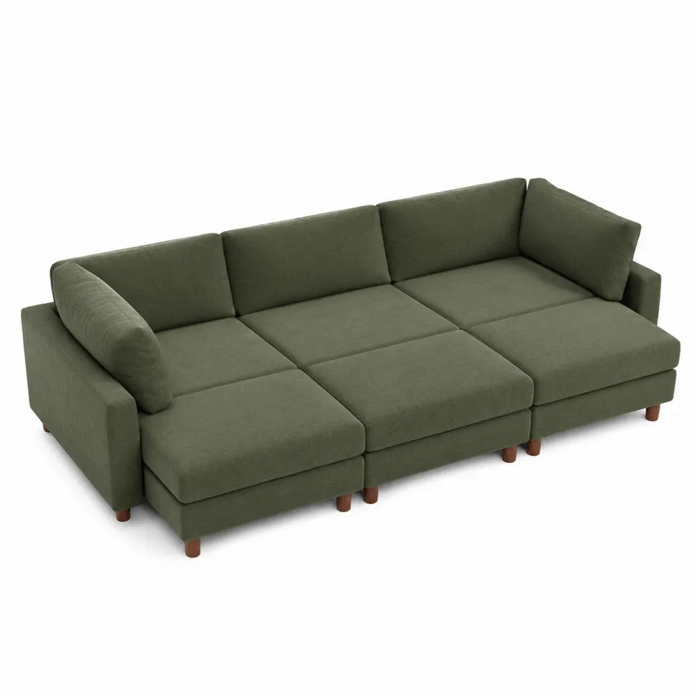 Sofa modułowa z tkaniny poliestrowej, Zielona