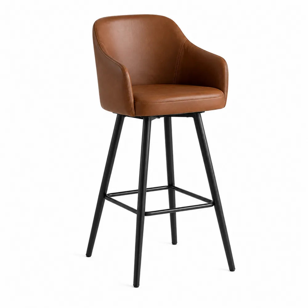 Hoker barowy brązowy skóra ekologiczna stal 110 cm