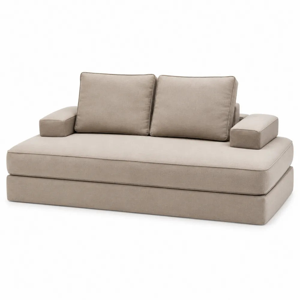 Sofa Rozkładana Beżowa 200 cm