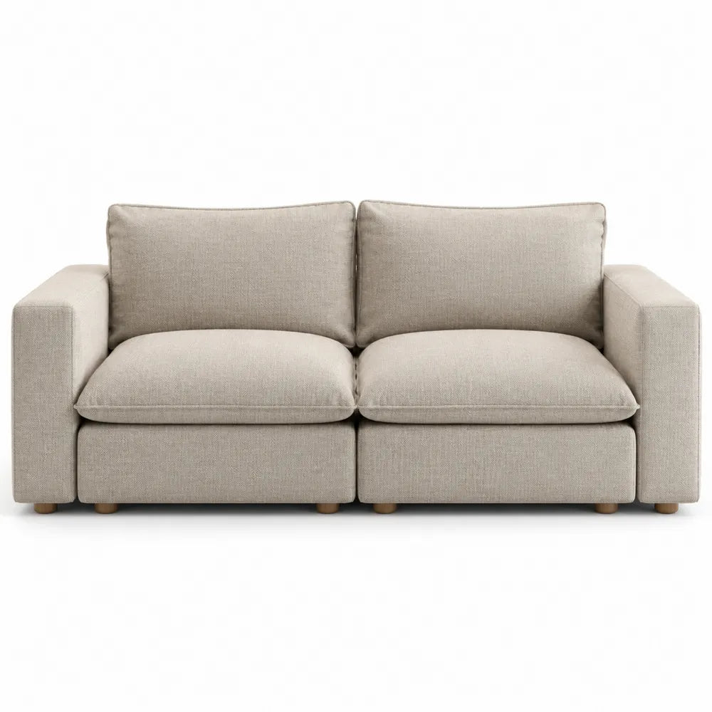 Sofa dwuosobowa beżowa poliester