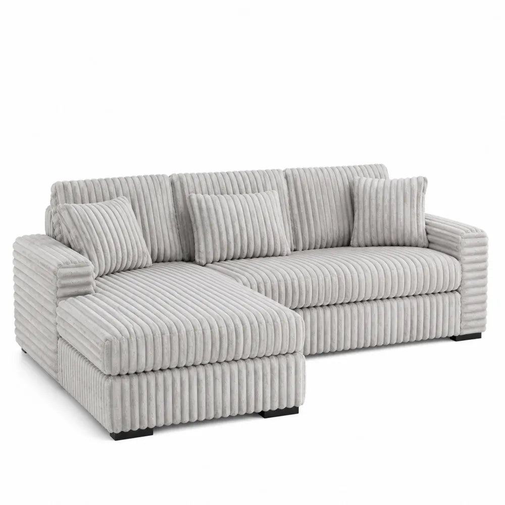 Szara sofa narożna z weluru 280 cm