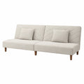 Sofa 3-osobowa beżowa tkanina lniana drewno 200x90x80 cm