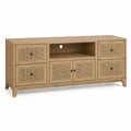 Szafka RTV z drewna i rattanu 150x45x60 cm